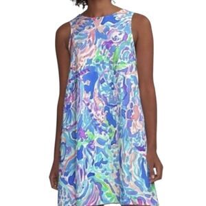 Lilly Pulitzer Blue Slip Dress Marine Life Size XXS